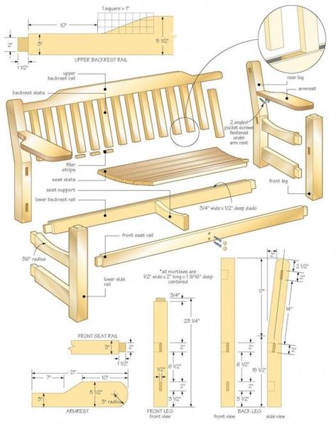 Garden Bench Plans, Canadian Woodworking, Garden Bench Diy, Kursi Bar, Woodworking Furniture Plans, Woodworking Magazine, Bench Plans, Log Furniture, Classic Garden