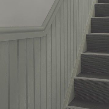 Choose our MDF tongue and groove wall panelling to create a refined classic look in a home. Board And Batten Mdf, Wall Panel Ideas Bedroom, Mdf Wall Panel Ideas, Mdf Wall Panelling, Wall Panel Ideas, Staircase Paneling, Hallway Panelling, Stair Paneling, Tongue And Groove Walls