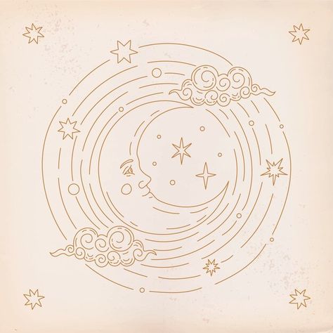 Hand drawn crescent moon drawing illustr... | Premium Vector #Freepik #vector #astronomy #space-planets #space-illustration #planet-illustration How To Draw The Moon, Moon Stars Illustration, Crescent Moon Drawing, Crescent Moon Illustration, Celestial Illustration, Crescent Moon Art, Moon Embroidery, Painting Hoodie, Crescent Moon Tattoo