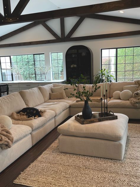 Comfy Home Interior Design, Cloud Couch Sectional Living Room, Rh Cloud Couch Living Room, Living Room With Cloud Couch, Living Room Inspiration Comfy, Comfy Cloud Couch, Living Room Designs Cloud Couch, Tan Cloud Couch, Cloud Couch Living Room Decor Cozy