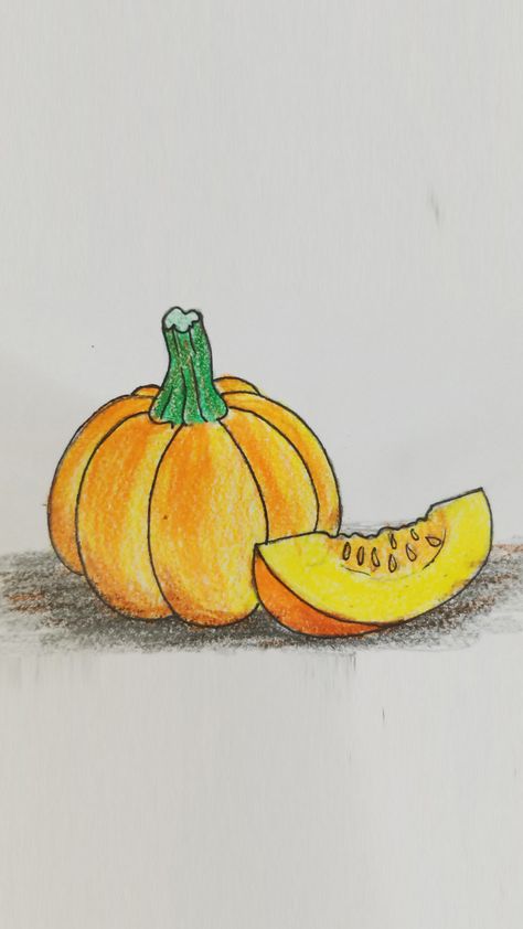 Pumpkin Drawing Step by Step (Very Easy) Pumpkin Drawing Easy, Draw A Pumpkin, Pumpkin Muffins Easy, Pumpkin Drawing, Drawing Step By Step, Simple Acrylic, Shading Techniques, Drawing Step, Simple Acrylic Paintings