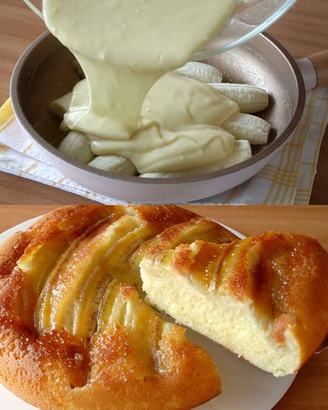 Caramelized Banana Upside-Down Cake Recipe Upsidedown Banana Cake Recipe, Banana Upside Down Bundt Cake, Banana Upside Down Cake Recipe, Mandarin Upside Down Cake, Upside Down Banana Cake, Bunt Cake Recipe, Orange Juice Cake, Banana Upside Down Cake, Banana Cakes