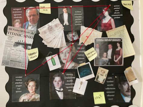 An Inspector Calls Classroom Display, Heist Planning Board, Investigation Board Ideas, Criminology Bulletin Board, An Inspector Calls Display, Suspect Board, Classroom Displays Secondary, Evidence Board, Investigation Board