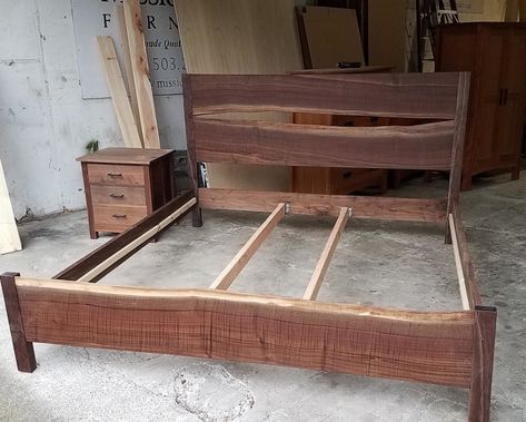 Thuma Bed, Diy King Size Headboard, King Size Bed Frame Diy, Live Edge Headboard, Live Edge Bed, Wood Bed Frame Diy, Reclaimed Wood Bed Frame, Low Profile Bed Frame, Bed Ikea