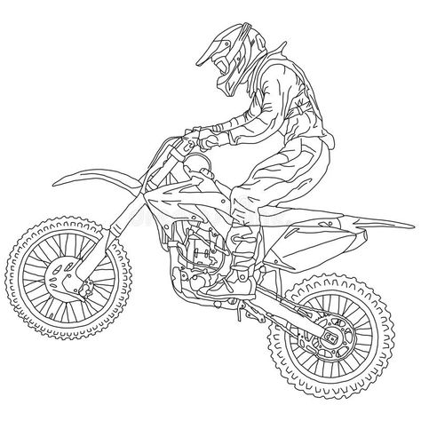 Silhouettes Motocross rider on a motorcycle. royalty free illustration Motorcycle Vector, Arm Tattoos Drawing, Motor Trail, Pitbull Tattoo, Sports Coloring Pages, Bike Drawing, Motocross Riders, Biker Art, Coloring Book Art