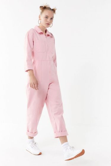 urban outfitters utility cargo womens jumpsuit pink long sleeve Pink Utility Jumpsuit, Utility Jumpsuit, Boiler Suit, Pink Jumpsuit, Feel Younger, Spring Wardrobe, Midi Maxi Dress, Outfits Casuales, White Sneakers