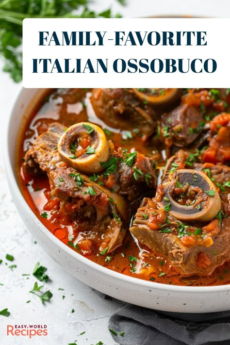 Ossobuco, also known as Osso Buco is a traditional Italian dish, with braised veal shanks cooked with vegetables, white wine, and broth until tender. Osso Bucco Recipe Pork, Beef Osso Bucco Recipe, Osso Bucco Recipe Slow Cooker, Oso Buco Recipe, Osso Bucco Recipe Dutch Oven, Osobuco Recipe, Veal Shank Recipes, Slow Cooker Osso Bucco Recipe, Osso Bucco Recipe Instant Pot