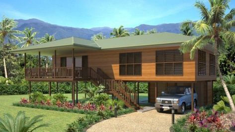 Elevation Small Wooden House Design, Elevated House Design, Wooden House Plans, House Bungalow, Wood House Design, Elevated House, Beautiful Modern Homes, Hut House, Wooden House Design