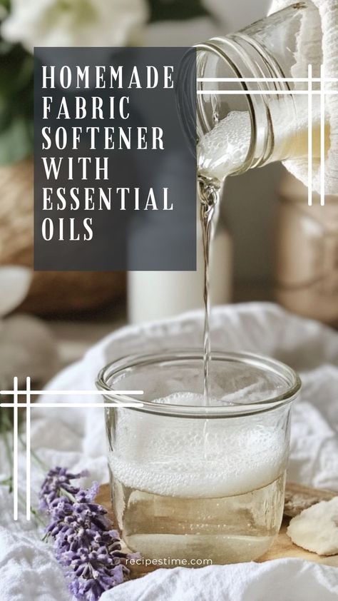 Make your own natural fabric softener with this easy DIY recipe using essential oils! Say goodbye to synthetic fragrances and harsh chemicals—this homemade fabric softener leaves your clothes soft, fresh, and smelling wonderful. Choose your favorite essential oils for a personalized scent! 🌸🧺 #HomemadeFabricSoftener #DIYCleaning #EssentialOils #EcoFriendlyLaundry Natural Fabric Softner, Fabric Softener Homemade, Fabric Softener Diy, Diy Fabric Softner, Vinegar Fabric Softener, Crunchy Stuff, Homemade Febreze, Laundry Softener, Natural Fabric Softener