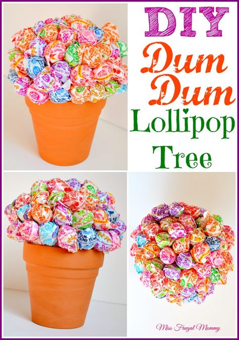 DIY Dum Dum Lollipop Tree Sucker Tree, Halloween Candy Crafts, Lollipop Decorations, Lollipop Tree, Candy Crafts, Cupcake Tower, Candy Bouquet, 16th Birthday Party, Diy Bouquet