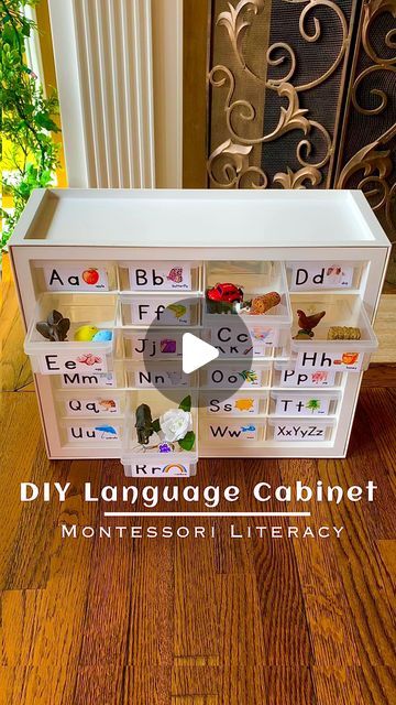 Anya Garcia | Montessori Homeschool Made Easy on Instagram: "🏷️ DIY🧵🪡 Montessori 🔡Language Cabinet 🗄️ Comment💬 “LABELS” to 🎁 download them from my 📜blog
▫️▫️▫️▫️
So, who says 🧵🪡a  craft cabinet 🗄 can’t multitask? Transform yours into a Montessori language cabinet!
‌
Ditch the pom poms, glitter, and spool threads, and fill it with Montessori language objects.
‌
Plus, gorgeous watercolor 🗂 labels are provided for  f r e e to help keep everything organized. And, your little ones will be learning the ABCs in no time. No crafting skills required!
⠀
📣Did you know I have a Montessori Language course where we learn all Montessori! With detailed  video📽 lesson presentations, your little one will be climbing the literacy ladder in no time!
⠀
🚪 🧽 Especially if your child is within the Montessori Language Activities, Tiny Objects, Montessori Language, Montessori Homeschool, Craft Cabinet, Baby Play Activities, Language Arts Elementary, Language Courses, Classroom Setting