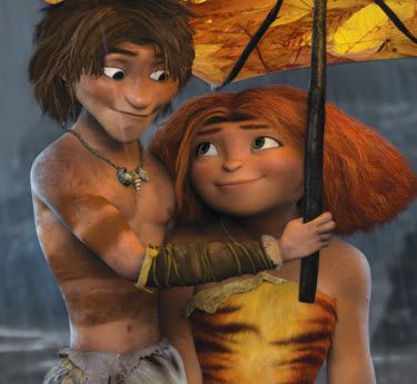 Guy and Eep, such a cute couple!! The Croods, Cartoon Characters