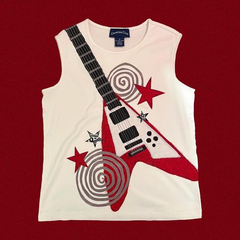 latest shirt design!! im planning on making more guitar shirts in the future bc i’m obsessed with how this one turned out♥️🤍🖤🩶 #upcycling #upcycledartist #upcycle #upcycled #upcycledclothing #thriftflip #flyingvguitar #flyingv #applique #appliqueshirt #dadrock #rockandroll #rock #music #guitar Diy Band Shirt Ideas, Diy Band Shirt, Band Shirt Ideas, Flying V Guitar, Thrift Flip, Applique Shirts, Patch Work, Music Guitar, Band Shirts