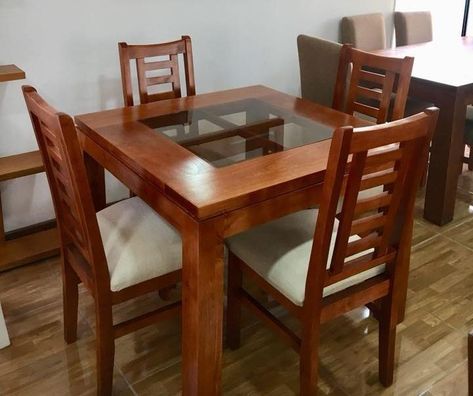 Hiasan Dalaman Dapur, Daining Table, Dining Table Ideas, Dining Room Furniture Design, Wooden Dining Table Designs, Small Table And Chairs, 4 Chair Dining Table, 4 Seater Dining Table, Dining Table Design Modern