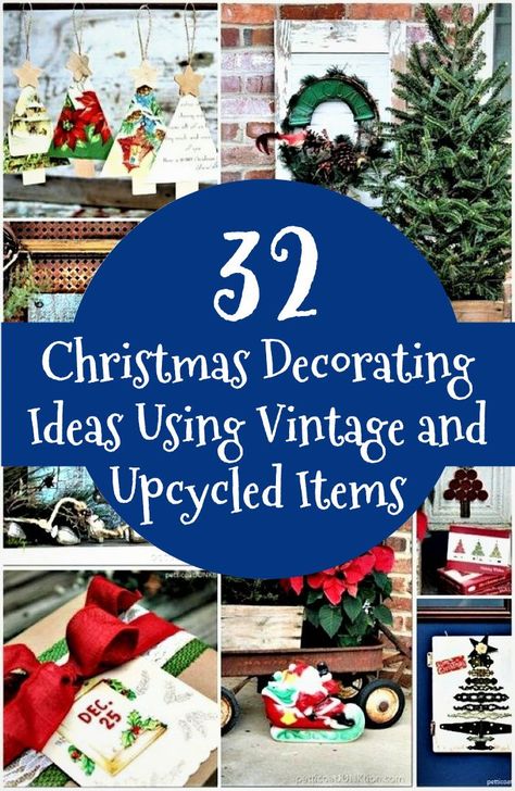 Vintage Christmas Decorations and DIY's Vintage Repurposed Items, Unique Christmas Decor, Upcycled Decor, Thrift Store Decor, Christmas Tree Decorations Diy, Christmas Decorating Ideas, Xmas Deco, Upcycle Decor, Holiday Pins