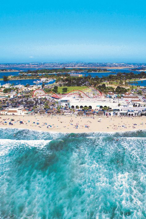 Belmont Park is San Diego's beachfront amusement and entertainment center! From the historic Giant Dipper Roller Coaster to the dynamic oceanfront restaurants, Belmont Park is the quintessential Southern California beach experience. #familyfun Belmont Park San Diego Photography, San Diego Mission Beach, Belmont Park San Diego, Mission Beach San Diego, Belmont Park, Cali Trip, Dream Collage, Southern California Beaches, San Diego Travel