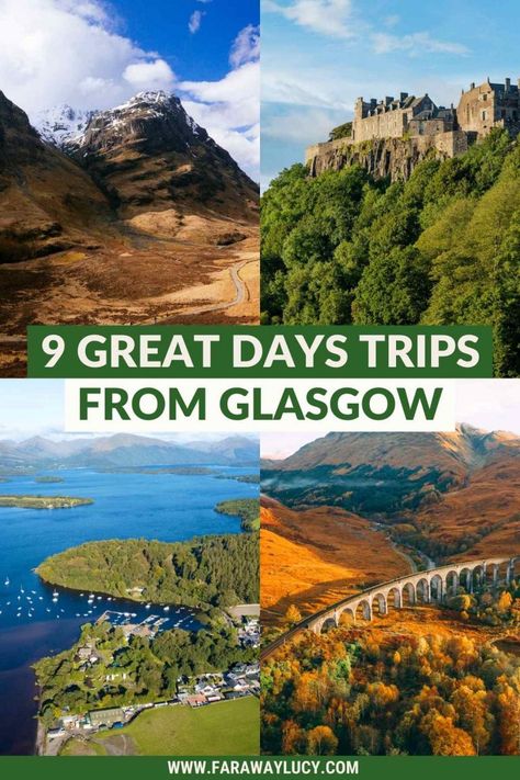 9 Great Day Trips from Glasgow You Need to Go On | Faraway Lucy Glasgow Travel, Scotland Aesthetic, Scotland Travel Guide, Castles To Visit, Isle Of Arran, United Kingdom Travel, One Day Trip, Glasgow Scotland, England And Scotland