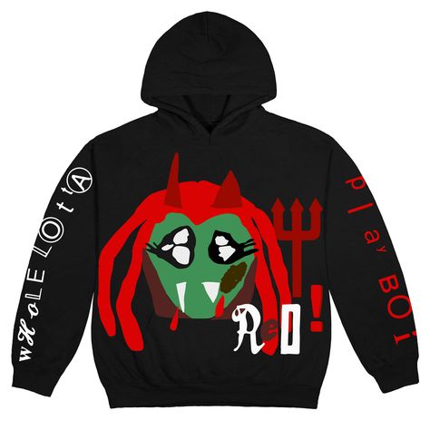 Playboi Carti x CPFM 4 WLR King Vamp Hoodie in Black King Vamp, Whole Lotta Red, Cactus Plant Flea Market, Red King, Cactus Plant, Funny Outfits, Red Hoodie, Casual Tee, Mens Graphic Tee