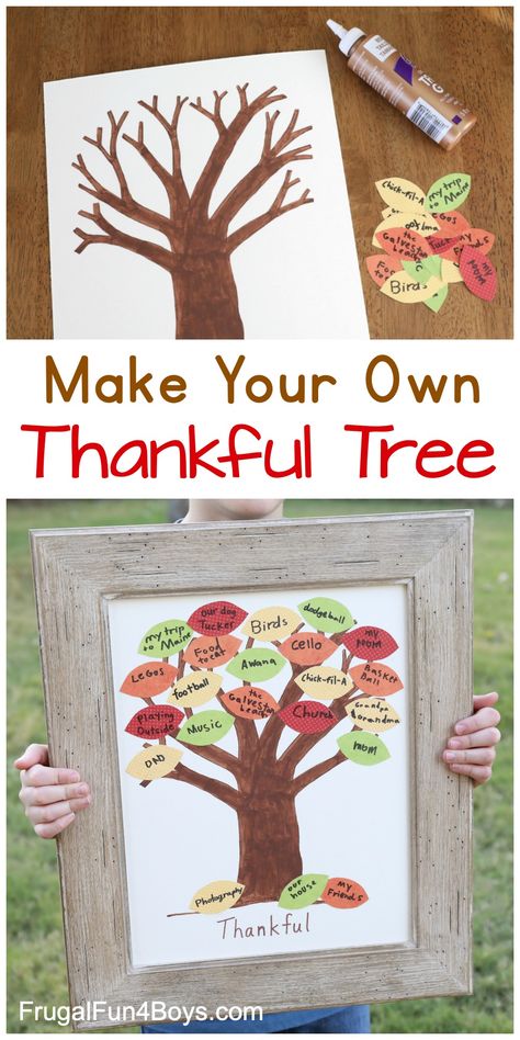 Make a Simple and Beautiful Thankful Tree - Frugal Fun For Boys and Girls Thanksgiving Kids Art, Thankful Projects For Kids, Thankful Crafts For Kids, Thanksgiving Projects For Kids, Thanksgiving Fun For Kids, Thanksgiving Trees, Thanksgiving Ideas For Kids, Harvest Crafts For Kids, Thankful November