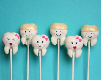 Tooth Cake Pops! Maybe the local bakery in Auburn could make these for us! They'd be a great giveaway or treat for the black bags! : ) Teeth Cake, Dental Cake, Dentist Cake, Tooth Cake, Pop Cupcakes, Cookie Pops, Handmade Cake, Cake Balls, Cakepops