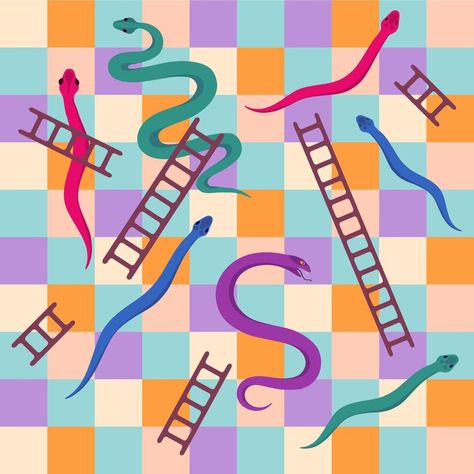 Snakes And Ladders Design, Snake Ladder Game Design, Snake And Ladder Design, Snakes And Ladders Template, Cny Cake, Snake Game, Play Activity, Snakes And Ladders, Board Game Design