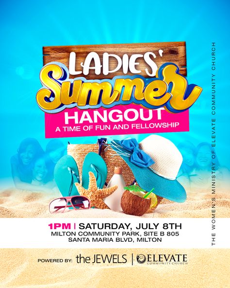 Hangout Flyer Design, Summer Hangout, Snapchat Streaks, Banner Design Inspiration, Church Poster Design, Graphic Design Flyer, Church Poster, Birthday Flyer, Fun Beach