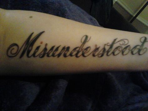 Misunderstood. My new tattoo I love it. Meaning behind it Misunderstood Tattoo Women, Misunderstood Tattoo Lettering, Misunderstood Tattoo Men, Misunderstood Tattoo, Tat Drawings, Wing Neck Tattoo, Misunderstood Quotes, Small Dope Tattoos, Daffodil Tattoo