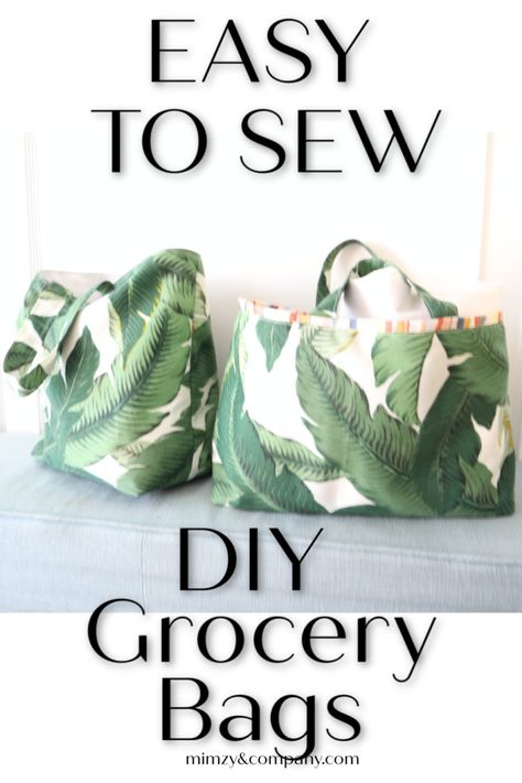 DIY re-usable grocery bags • mimzy & company Cloth Grocery Bags Pattern, Tote Grocery Bag, Handmade Grocery Bags, Diy Purses And Bags Easy, Reusable Grocery Bags Pattern, Fabric Shopping Bags, Diy Reusable Grocery Bags, Diy Grocery Bags, Basic Bags