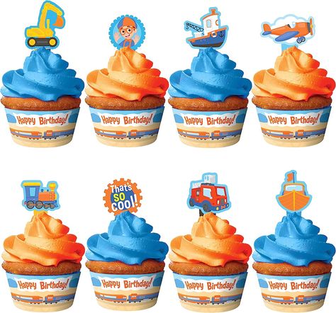 Blippi Decorations, Blippi Cupcake, Blippi Birthday Party, Blippi Party, Favorite Friend, Edible Cupcake Toppers, Treasure Gift, Cake Decorating Kits, 2nd Birthday Party Themes