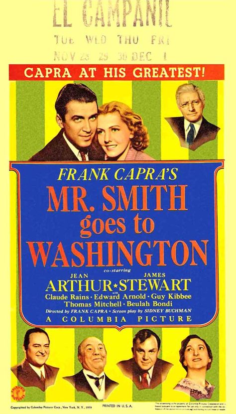 "Mr. Smith Goes to Washington" Mr Smith Goes To Washington, Claude Rains, Jean Arthur, Mr Smith, Frank Capra, James Stewart, Henry Fonda, Gregory Peck, Actor James