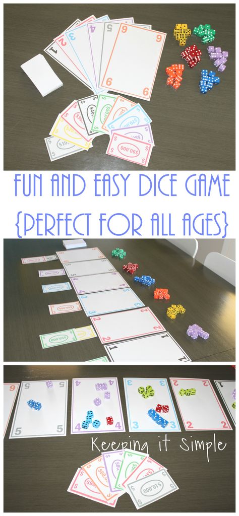 This fun and easy dice game is perfect for kids and adults!! You can play it with lots of people or with a small amount of people! Easy to learn dice game for kids but fun enough that adults want to play too! Easy Dice Games, Diy Dice Games, Dice Games For Adults, Dice Games For Kids, Carnival Games For Kids, Christmas Games For Kids, Games For Adults, Outdoor Games For Kids, Fun Math Games