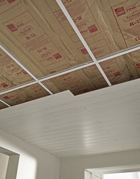 Ceiling Planks, Ceiling Remodel, Basement Decoration, Drop Ceiling Tiles, Armstrong Ceiling, Basement Remodel Diy, Plank Ceiling, Ceiling Grid, Drop Ceiling