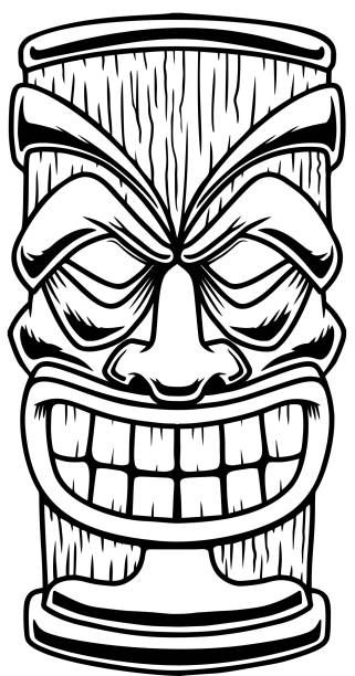 3,062 Tiki Mask Stock Photos, Pictures & Royalty-Free Images - iStock Tiki Faces, Tiki Man, Tiki Statues, Wooden Mask, Tattoo Outline Drawing, Mask Drawing, Pole Art, Tiki Mask, Laser Art