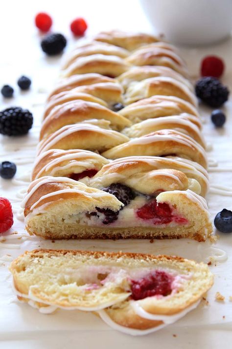 Homemade Danish Pastry, Berry Danish, Danish Braid, Homemade Danish, Red Star Yeast, Danish Pastry, Summer Berries, Fresh Summer, Pastry Recipes