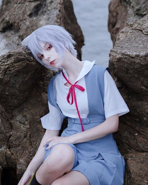 Rei Ayanami Cosplay, Evangelion Cosplay, Neon Evangelion, Rei Ayanami, Cosplay Tutorial, Cosplay Tips, Genesis Evangelion, Neon Genesis, Hair Reference