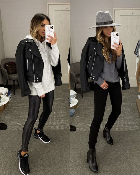 Black Biker Jacket Outfit, Biker Jacket Outfit Women, All Black Outfit Casual, Outfit Women Casual, Maria Vizuete, Biker Jacket Outfit, Moto Jacket Outfit, Black Leather Jacket Outfit, Mia Mia Mine