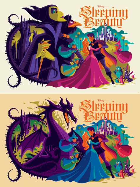 strongstuff — ALICE IN WONDERLAND Sleeping Beauty Art, Tom Whalen, Disney Illustration, The Sleeping Beauty, Disney Posters, Film Anime, Disney Sleeping Beauty, Briar Rose, Old Disney