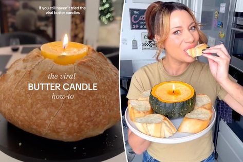 Are butter candles safe? How to do the TikTok trend the right way Candle Bread Bowl, Butter Bread Candle, Candle Butter Bread, Bread With Butter Candle, How To Make Butter Candles, Butter Candle Bread Bowl, How To Make A Butter Candle, Butter Candle Bread, Edible Butter Candle Recipe