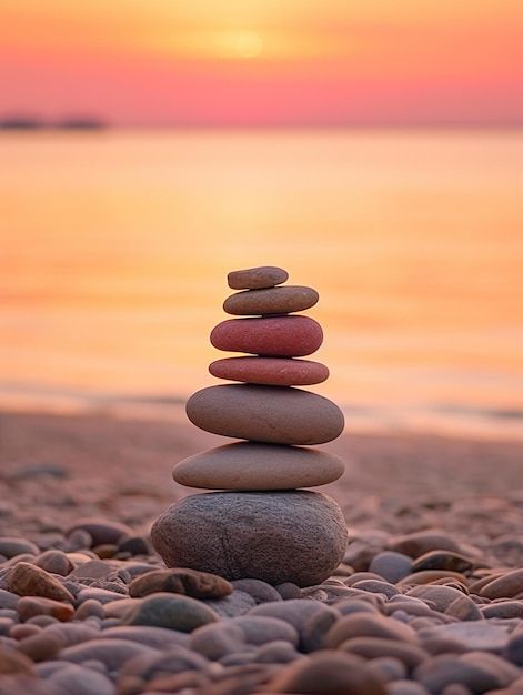 Photo le soleil se couche sereinement su... | Premium Photo #Freepik #photo #soleil-mer #mer #mer #plage-mer Rock Balance, Image Zen, Root Chakra, Melanie Martinez, Premium Photo, Mood Boards, Photo Art, Mood Board, Vision Board