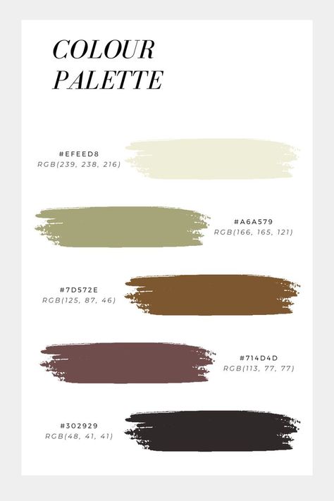 Colour palette, Colours, color, colour tones, Colour tones for design, neutral colours, color palette, Colour HEX Code, Colour RGB code, green, earthy tones, brown Rgb Code, Color Knowledge, Rgb Color Codes, Hex Color Palette, Color Combinations For Clothes, Brown Color Palette, House Layout Plans, Earthy Color Palette, Color Palette Pink