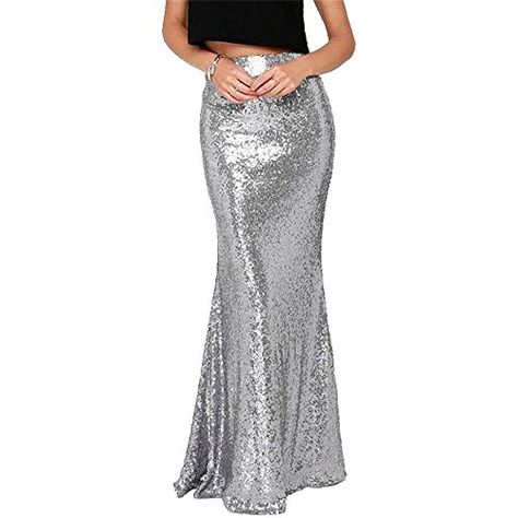 BanZhang Womens High Waist Sequined Mermaid Long Skirt For Women Winter Skirt Silver XL *** Read more reviews of the product by visiting the link on the image. Sequins Skirt, Bridal Skirt, Red Midi Skirt, Skirts Casual, Silver Skirt, Bridal Skirts, Sequin Wedding, Mermaid Sequin, Formal Skirt