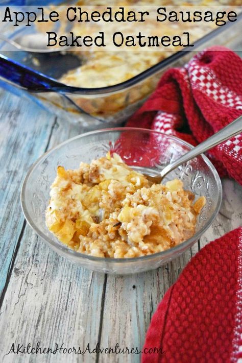 Savory Baked Oatmeal, Baked Steel Cut Oatmeal, Savory Oatmeal Recipes, Oatmeal Casserole, Pork Roast With Apples, Baked Apple Oatmeal, Steel Cut Oats Recipe, Apple Cheddar, Savory Oatmeal