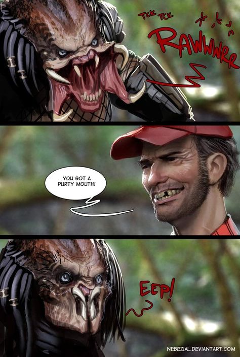 hunter_just_became_hunted_by_nebezial- Superhero Doodles, Stjepan Sejic, Anime Alien, Predator Artwork, Predator Alien Art, Drawing Characters, Alien Artwork, Video Meme, Arte Alien