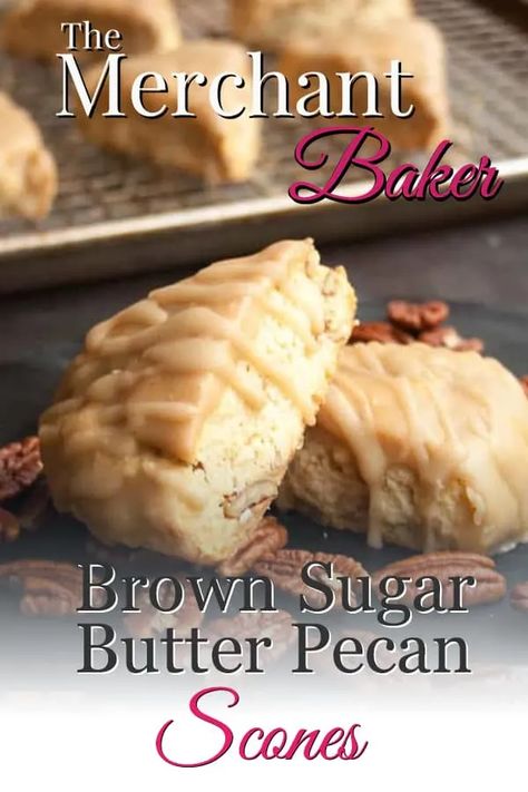 Butterscotch Glaze, Puffs Recipes, Brunch Scones, Pecan Scones, Baking Scones, High Tea Food, Brown Sugar Butter, Cinnamon Scones, Scones Recipe Easy