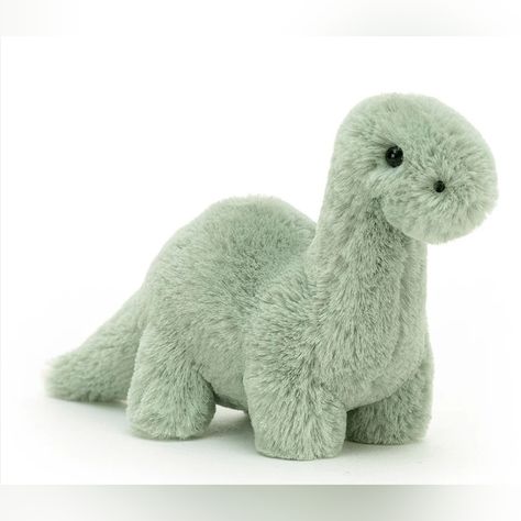 Jellycat Mini Fossilly Brontosaurus 4x7.5" Soft & Plush Nwt Baby Boy Hamper, Stretch Neck, Jellycat Toys, Jellycat Stuffed Animals, Eye Safety, Green Fur, Baby Hamper, Care Care, Dinosaur Plush