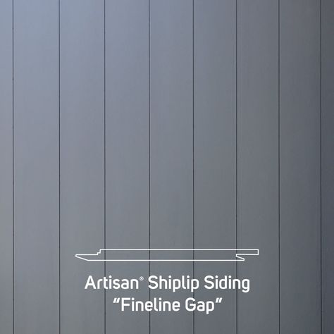 Hardie® Artisan Shiplap Siding delivers distinct lines that closely replicate traditional cedar siding to bring authenticity to any home. The James Hardie Artisan Collection is primed and ready for paint in multiple styles and textures. Hardie fiber cement exterior solutions give your home a beautiful design without having to sacrifice durability and protection. Using products from a single, trusted manufacturer that offers exceptional warranties, you'll have complete peace of mind. Hardie fiber Fluted Exterior Siding, Hardie Board Siding Ideas, Hardie Board Siding Colors, Vertical Siding Exterior, Fiber Cement Lap Siding, Outdoor Siding, Cement Board Siding, Hardie Board Siding, Concrete Siding