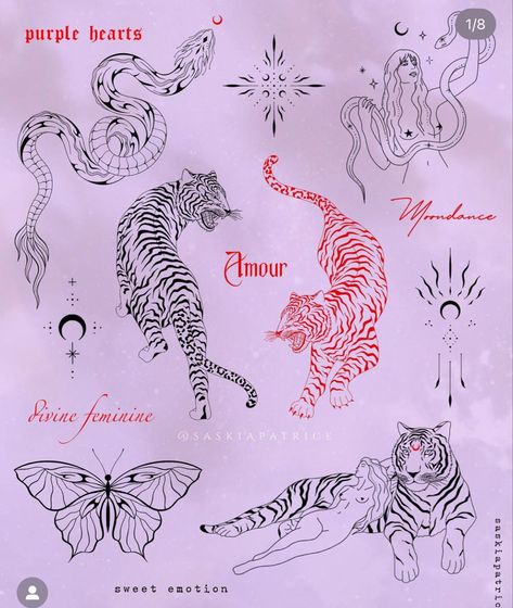 Masculine Female Tattoos, Tiger And Lion Tattoo Together, Two Animal Tattoos, Tigers On Stomach Tattoo, Patch Work Tattoo Ideas Leg, Lion Tattoo Patchwork, Inside Thigh Tattoos Women, Patch Work Leg Tattoos Women, Dragon Red Tattoo