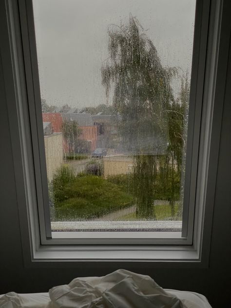 Rainy View From Window, Rainy Window, Rain Aesthetic, Rainy Day Aesthetic, Cloudy Weather, Raining Outside, Bedroom Window, Summer Rain, Rainy Weather