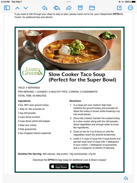 Slow Cooker Taco Soup, Turkey Taco Soup, Slow Cooker Taco, Ground Turkey Soup, Ground Turkey Tacos, Turkey Soup Recipe, Lean And Green, Taco Soup Recipe, Slow Cooker Tacos