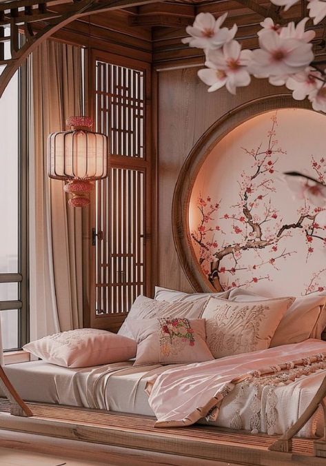 Traditional Japanese Room Aesthetic, Asian Bedroom Aesthetic, Cozy Japanese Home, Purple Bedrooms Ideas, Japanese Room Aesthetic, Japanese Bedroom Aesthetic, Whimsical Interior, Asian Bedroom, Mood Feelings